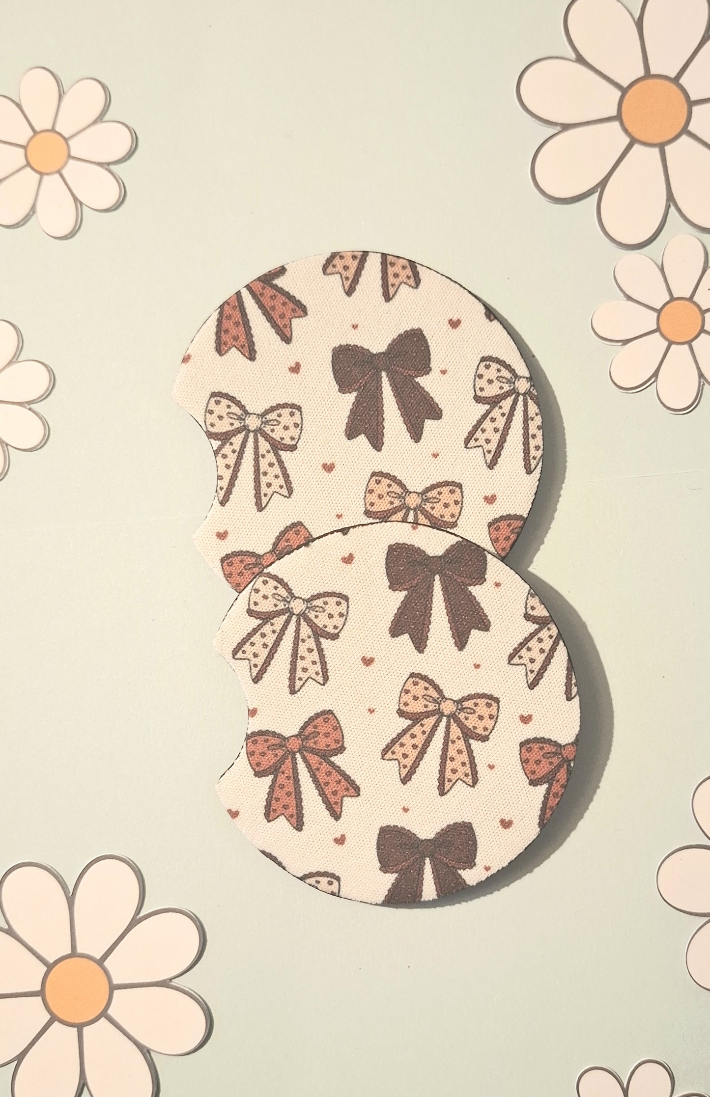 Pink Bows Car Coasters