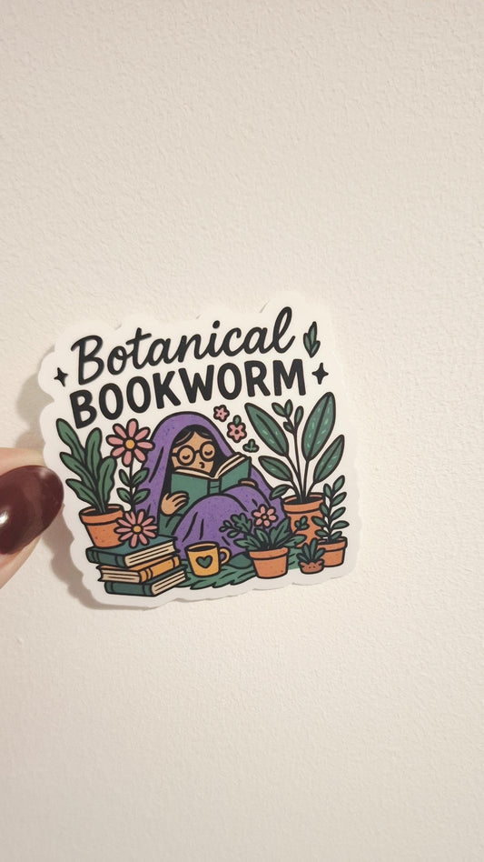 Botanical Bookworm Sticker