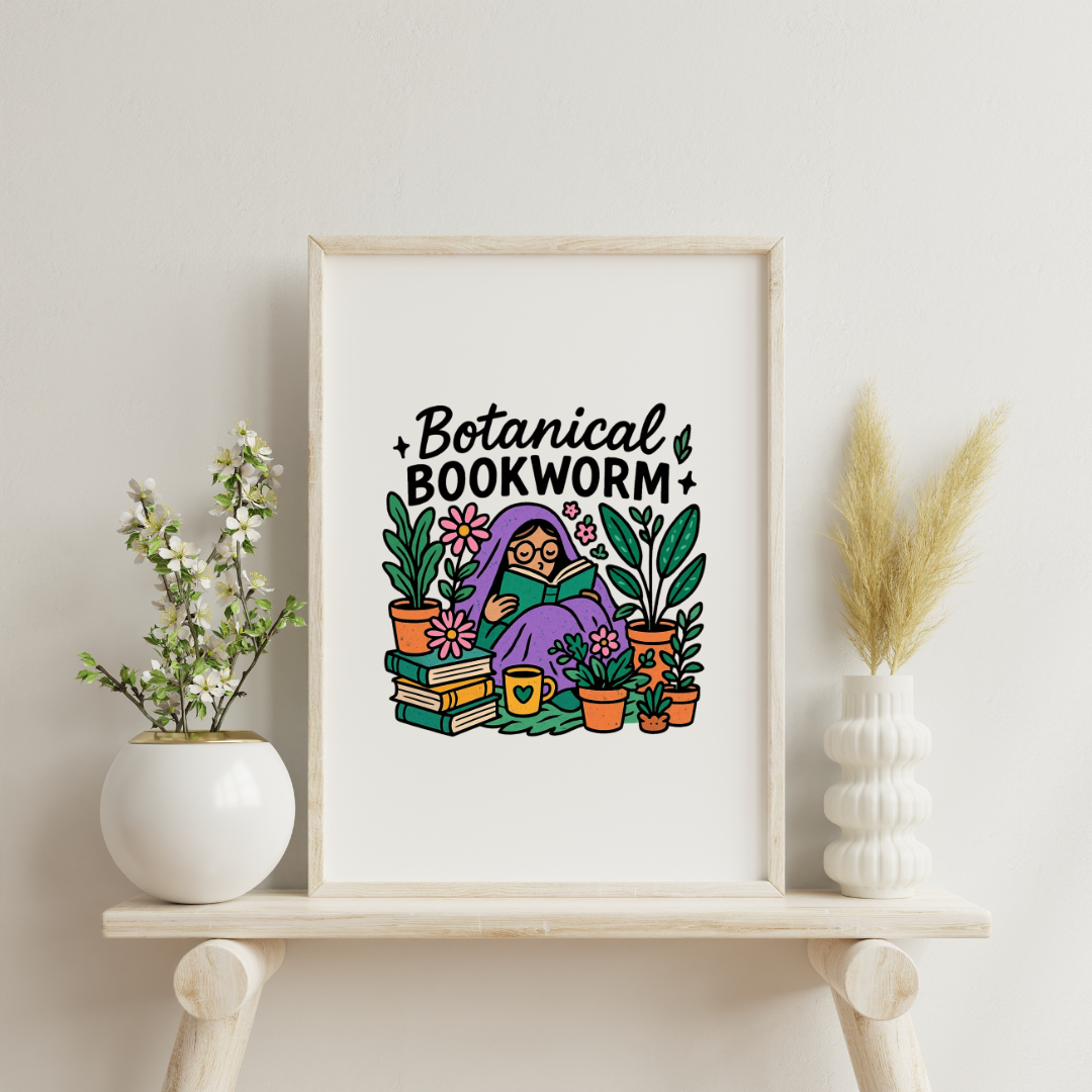 Botanical Bookworm Wall Art Print
