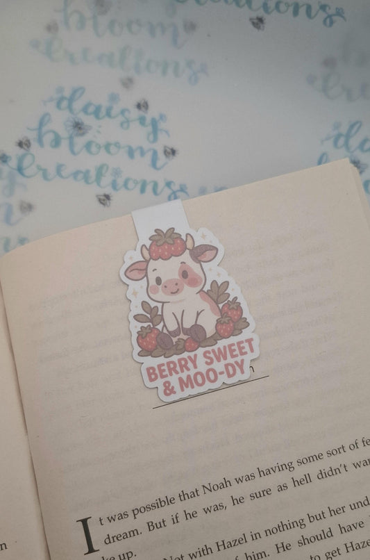 Berry Sweet and Moody Cow Magnetic Bookmark
