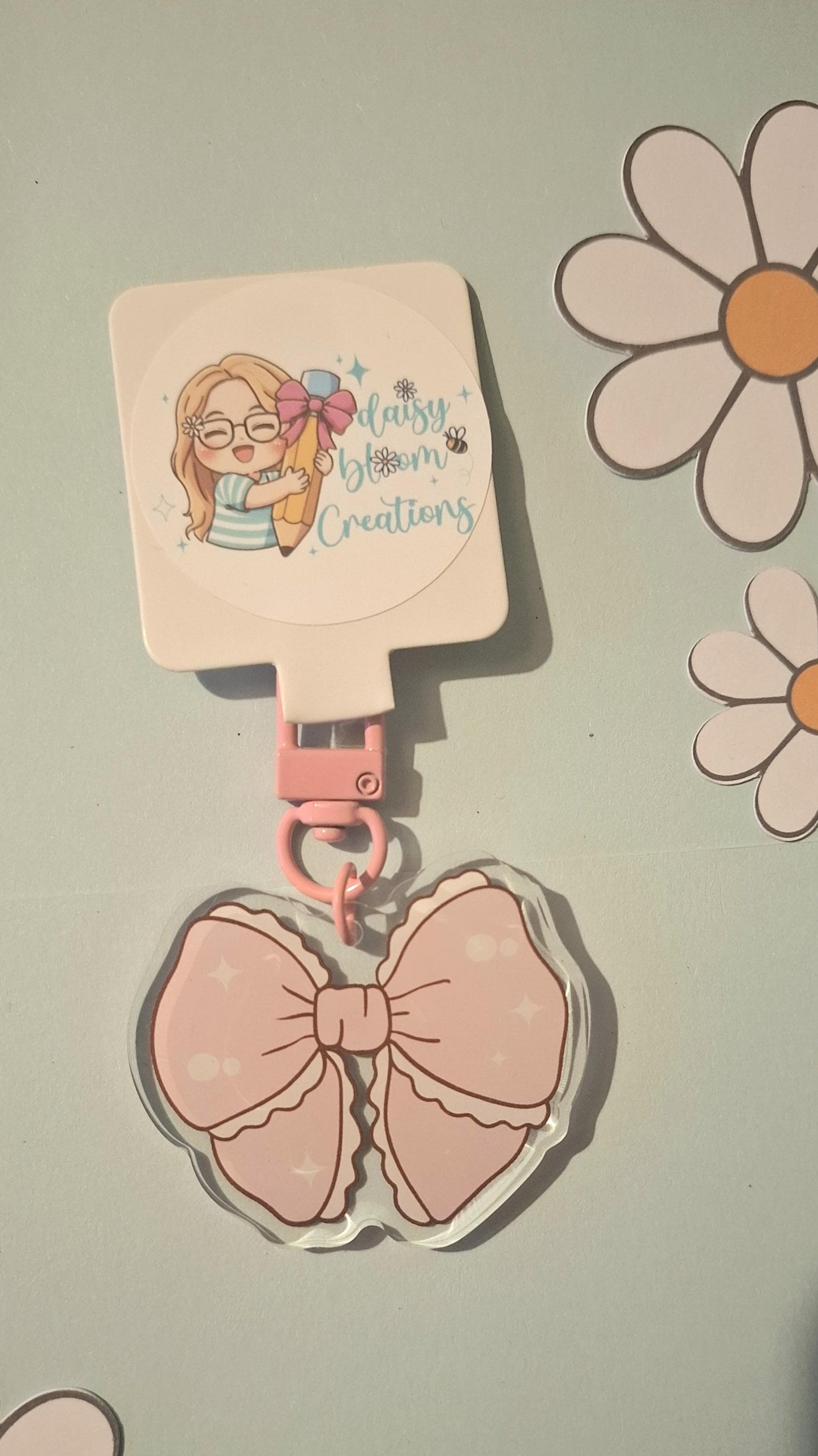 Cute Pink Bow Acrylic Keyring