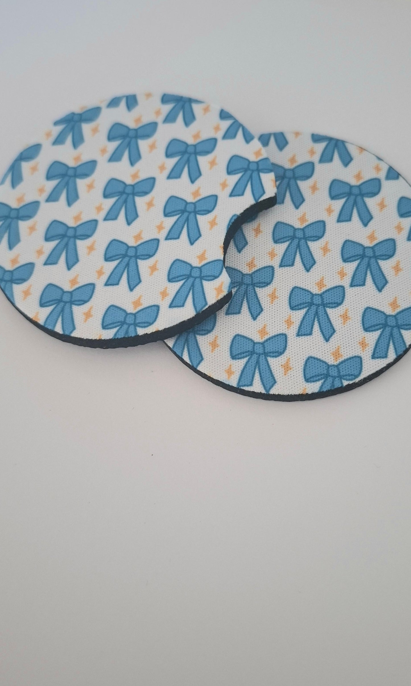 Blue Bows Car Coasters