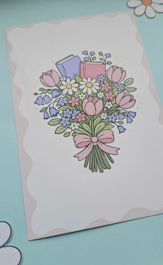 In Full Bloom Spring Book Bouquet Wall Art Print