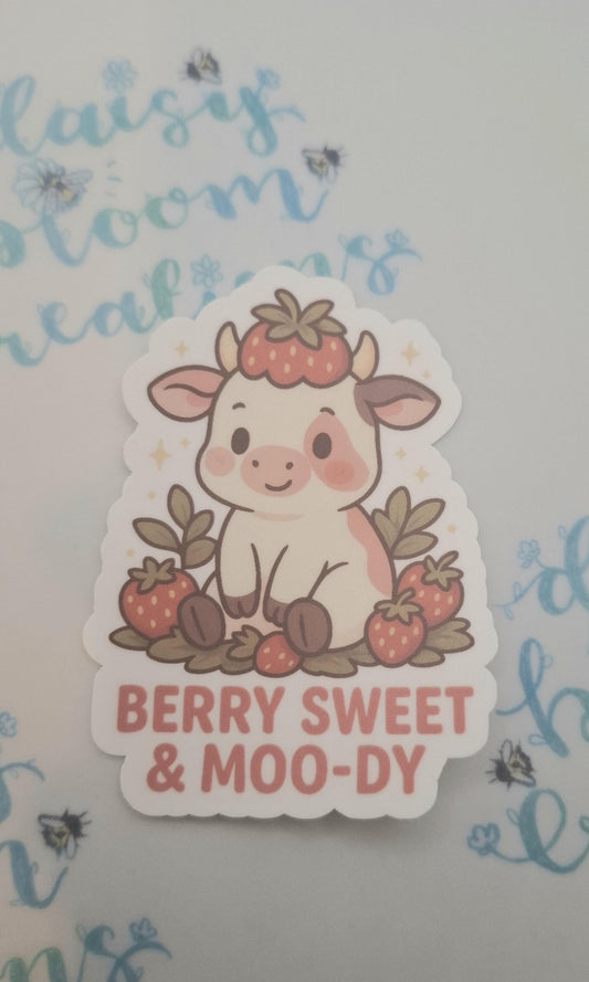 Berry Sweet Moo-dy Cow Sticker