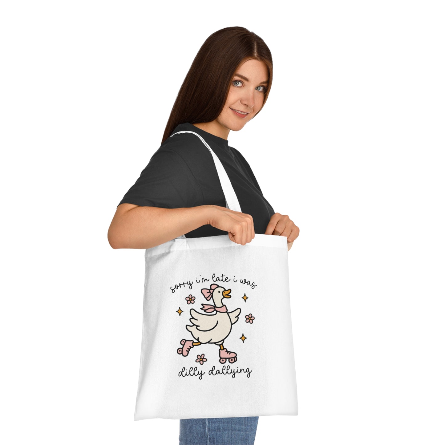 Sorry I'm Late Goose Cotton Tote