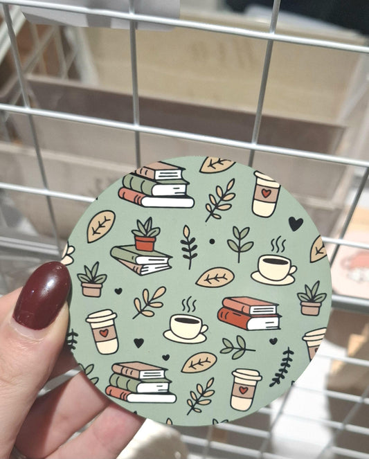 Green Coffee Book Coaster