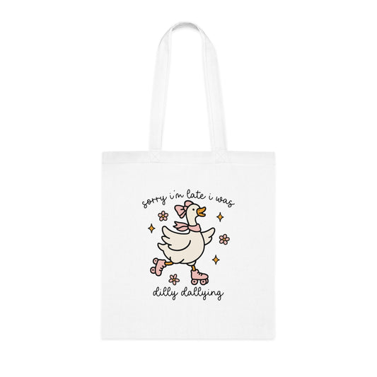 Sorry I'm Late Goose Cotton Tote