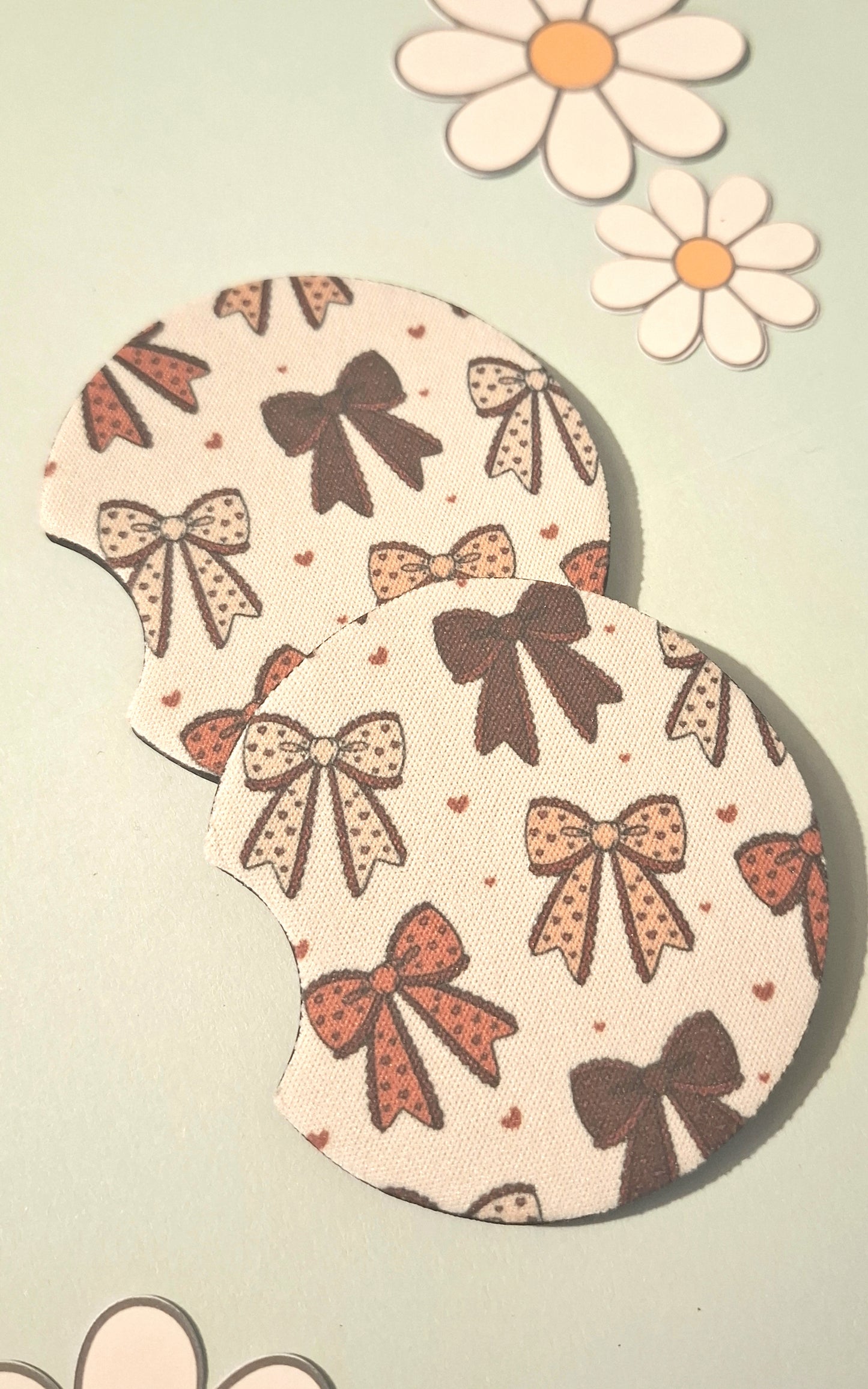 Pink Bows Car Coasters
