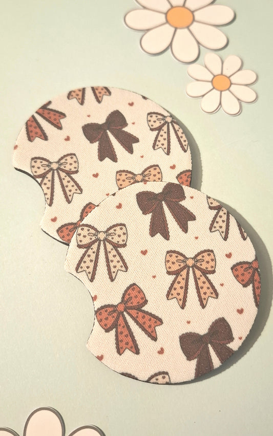 Pink Bows Car Coasters