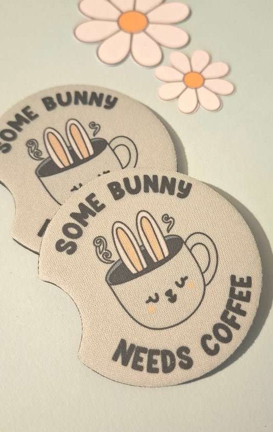 Some Bunny Needs Coffee Car Coasters