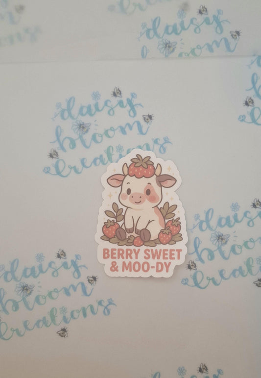 Berry Sweet Moo-dy Cow Sticker
