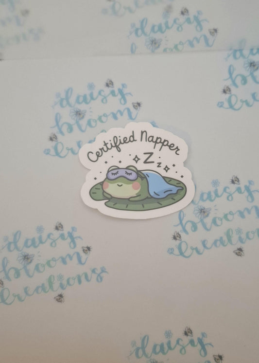Cute Certified Napper Frog Sticker