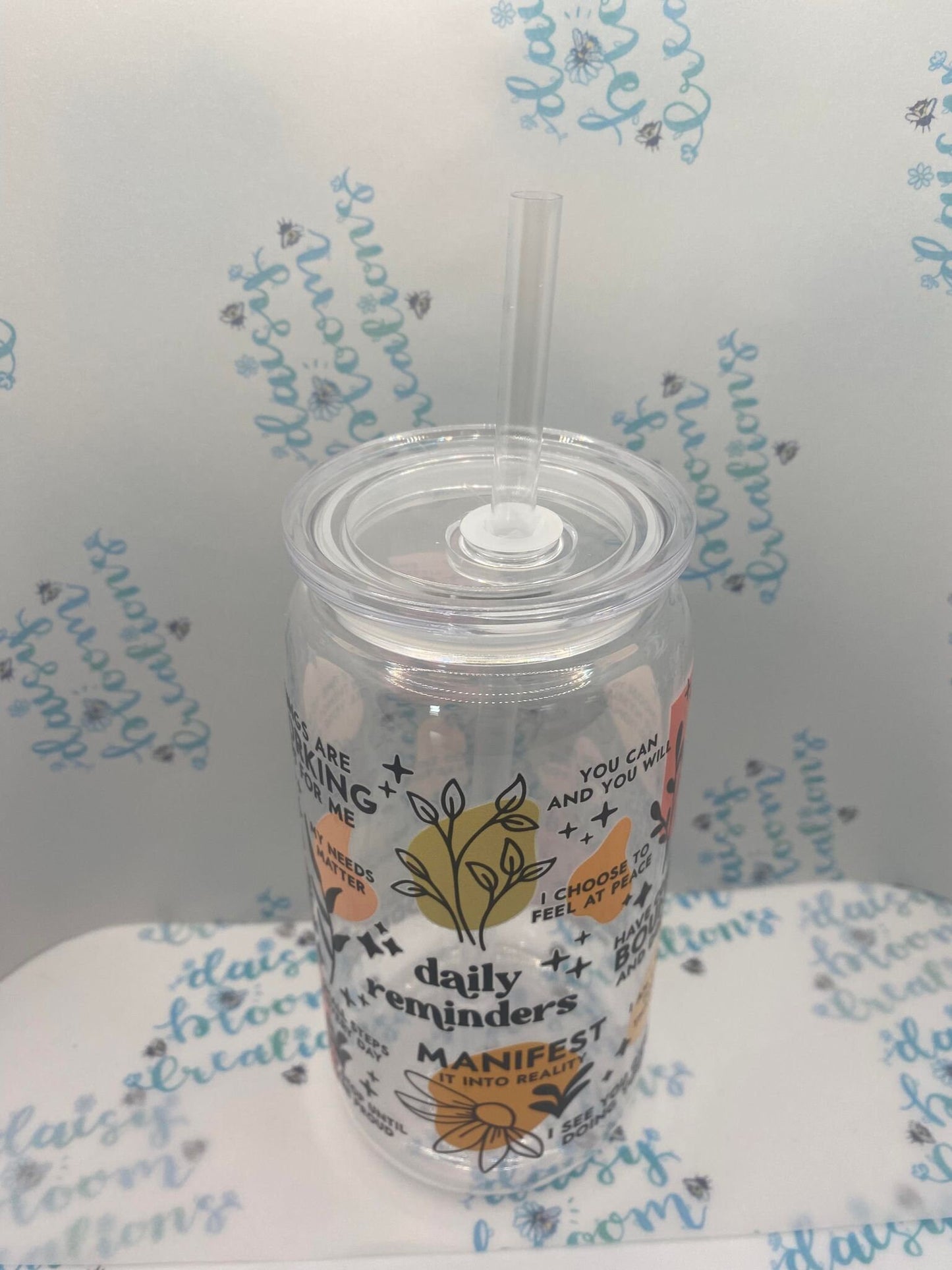 Positive Affirmations 16oz Cup with Lid and Straw
