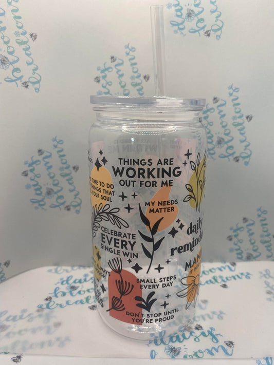 Positive Affirmations 16oz Cup with Lid and Straw