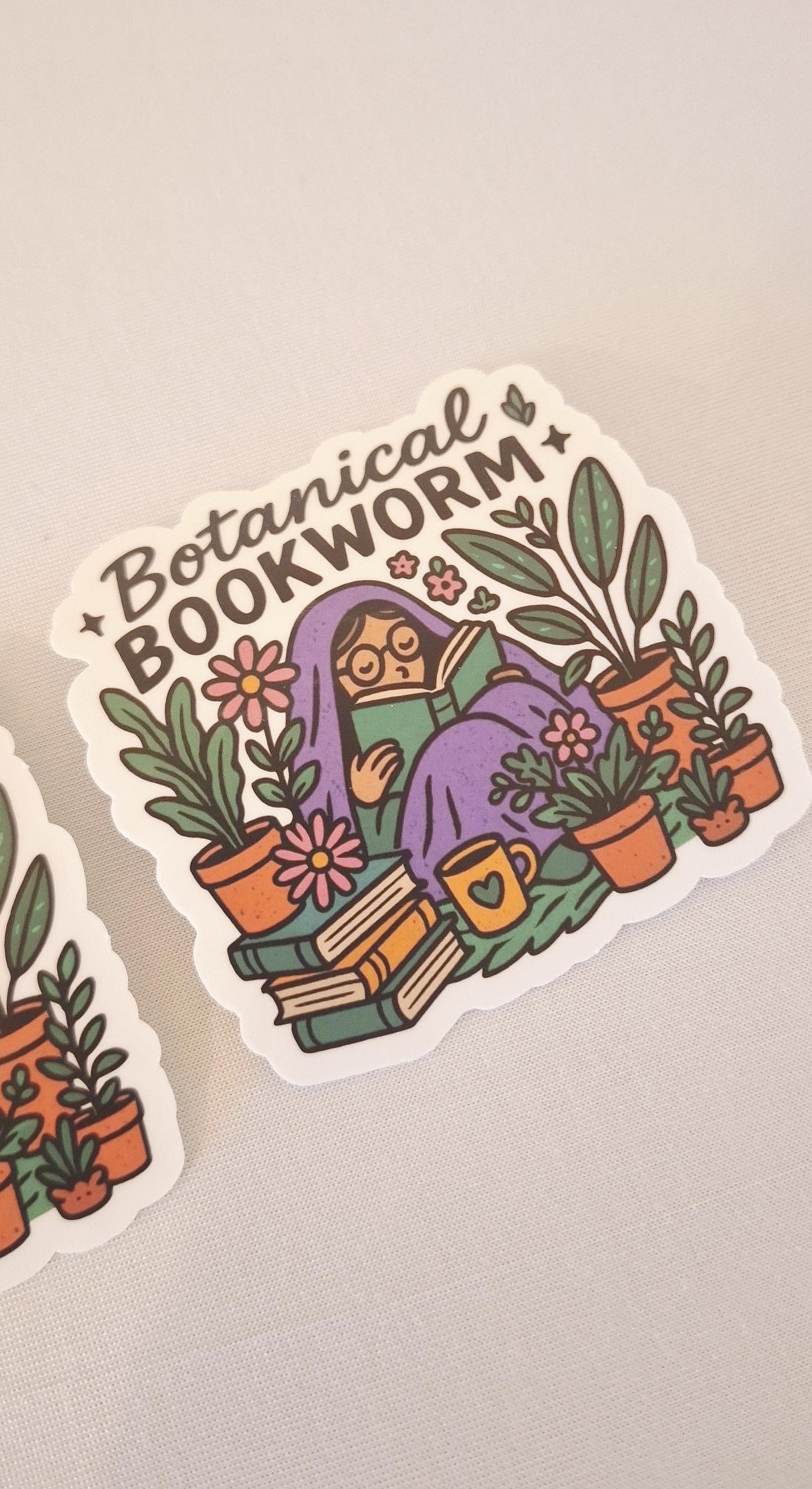 Botanical Bookworm Sticker