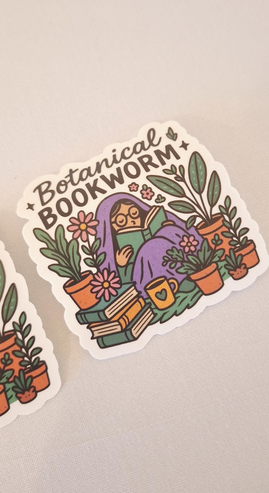 Botanical Bookworm Sticker