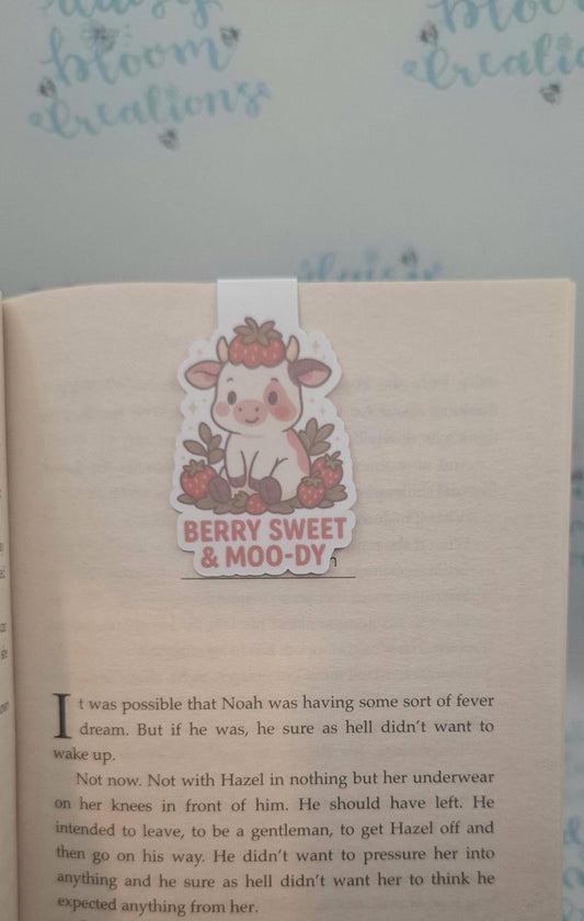 Berry Sweet and Moody Cow Magnetic Bookmark
