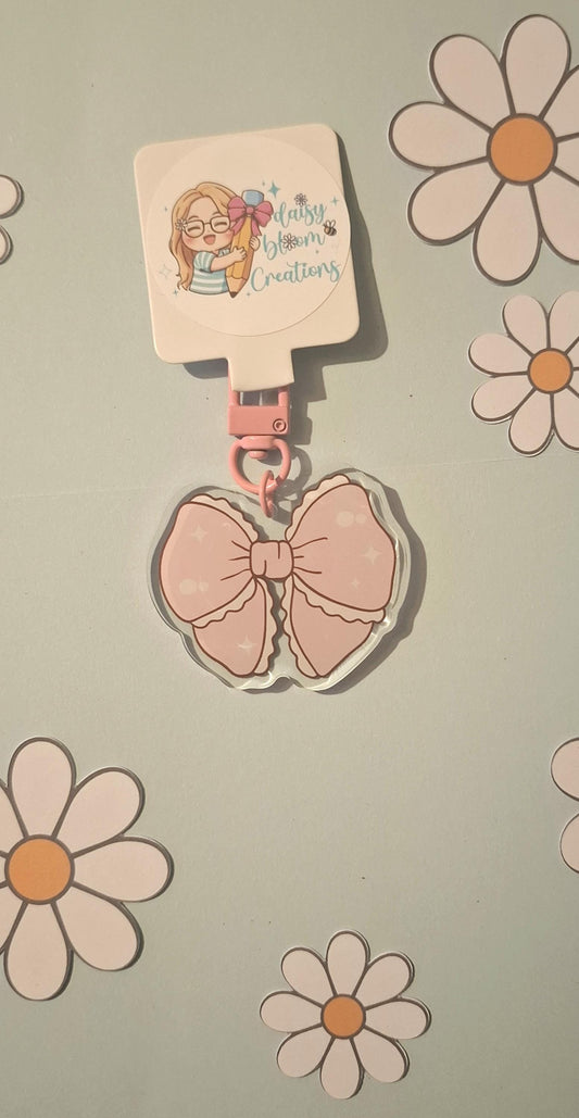 Cute Pink Bow Acrylic Keyring
