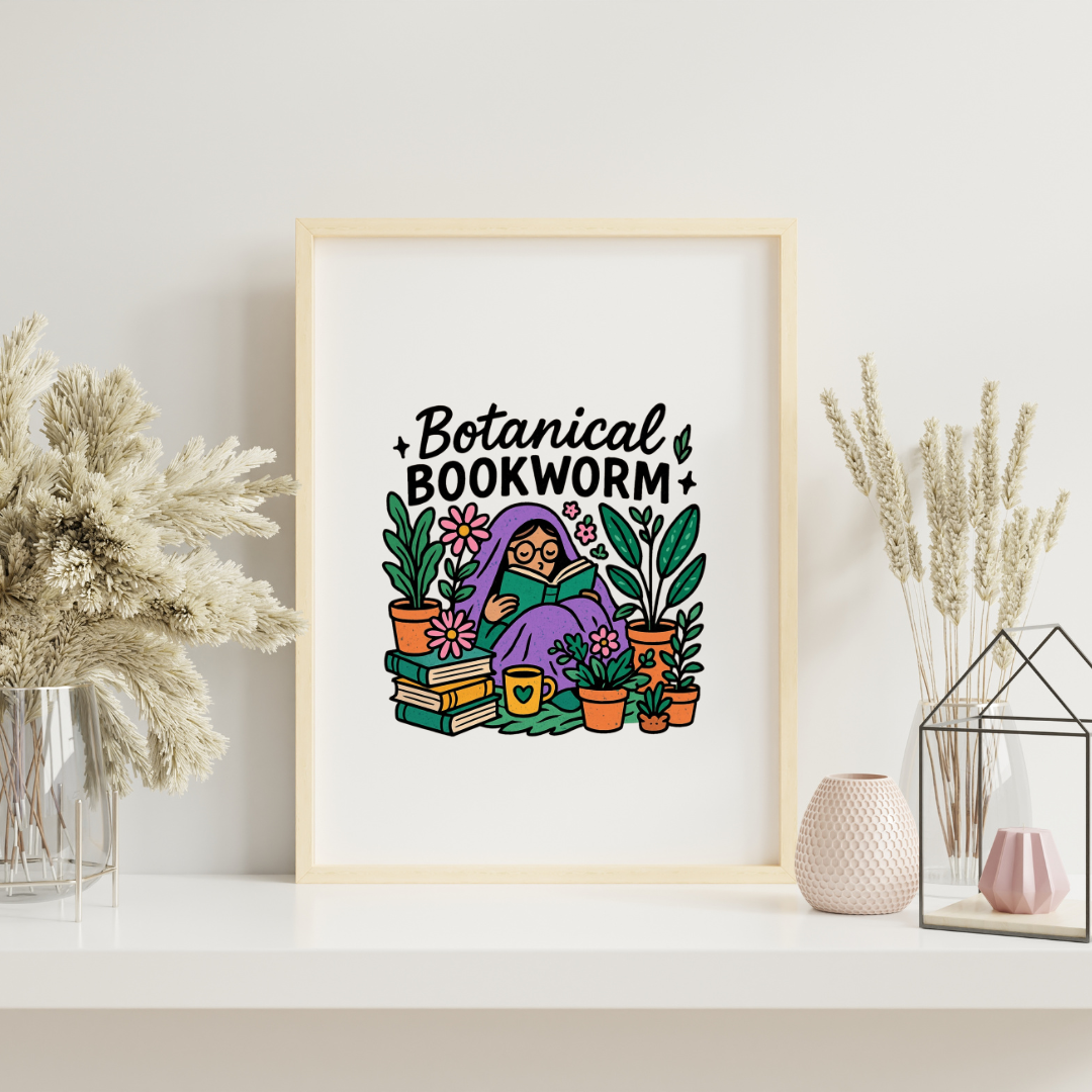 Botanical Bookworm Wall Art Print