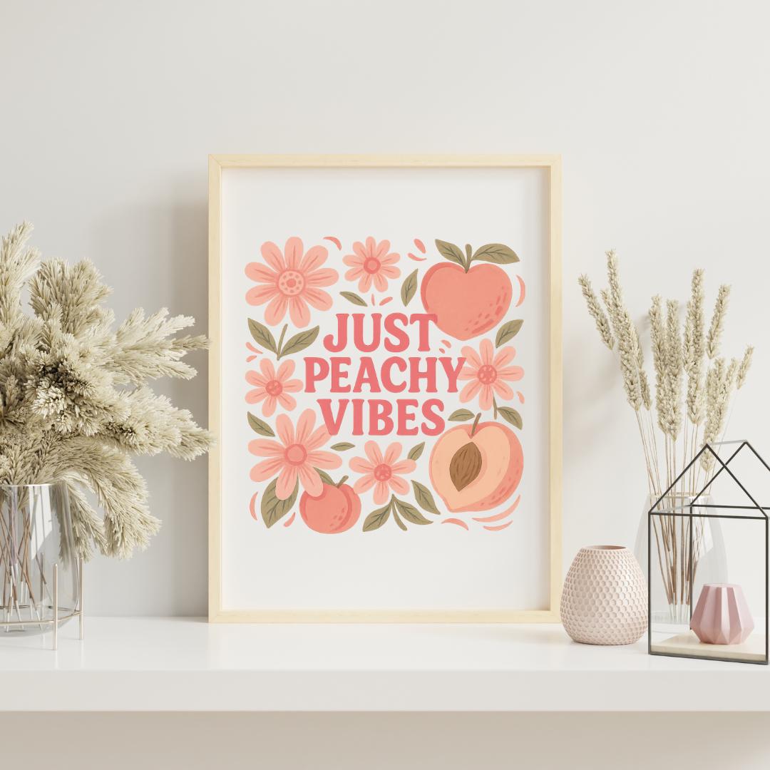 Just Peachy Vibes Wall Art Print, Two Colour Waves