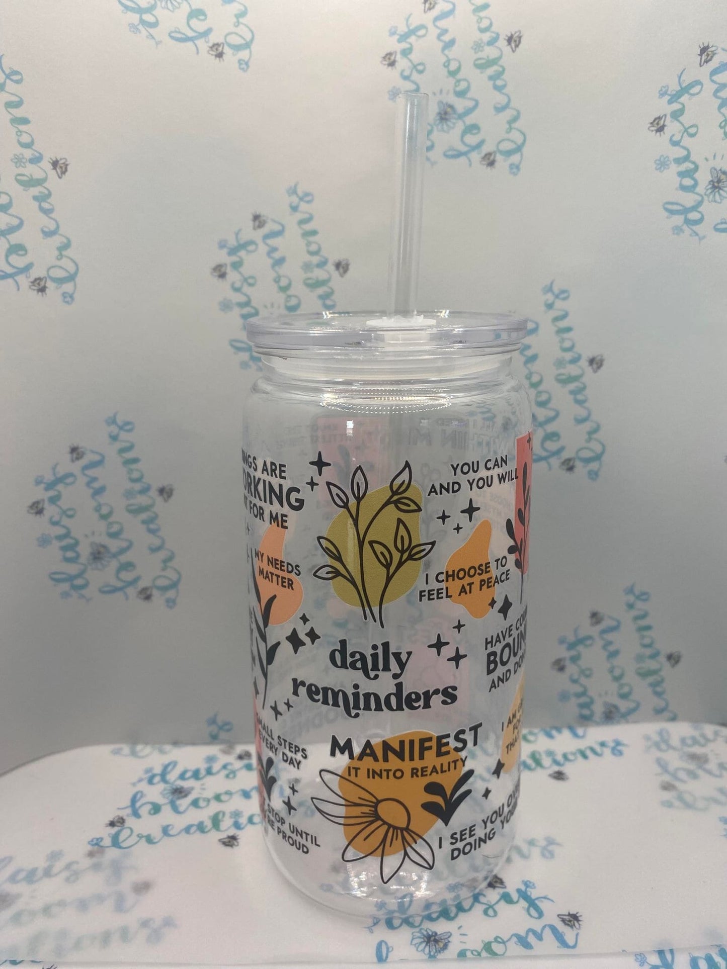 Positive Affirmations 16oz Cup with Lid and Straw