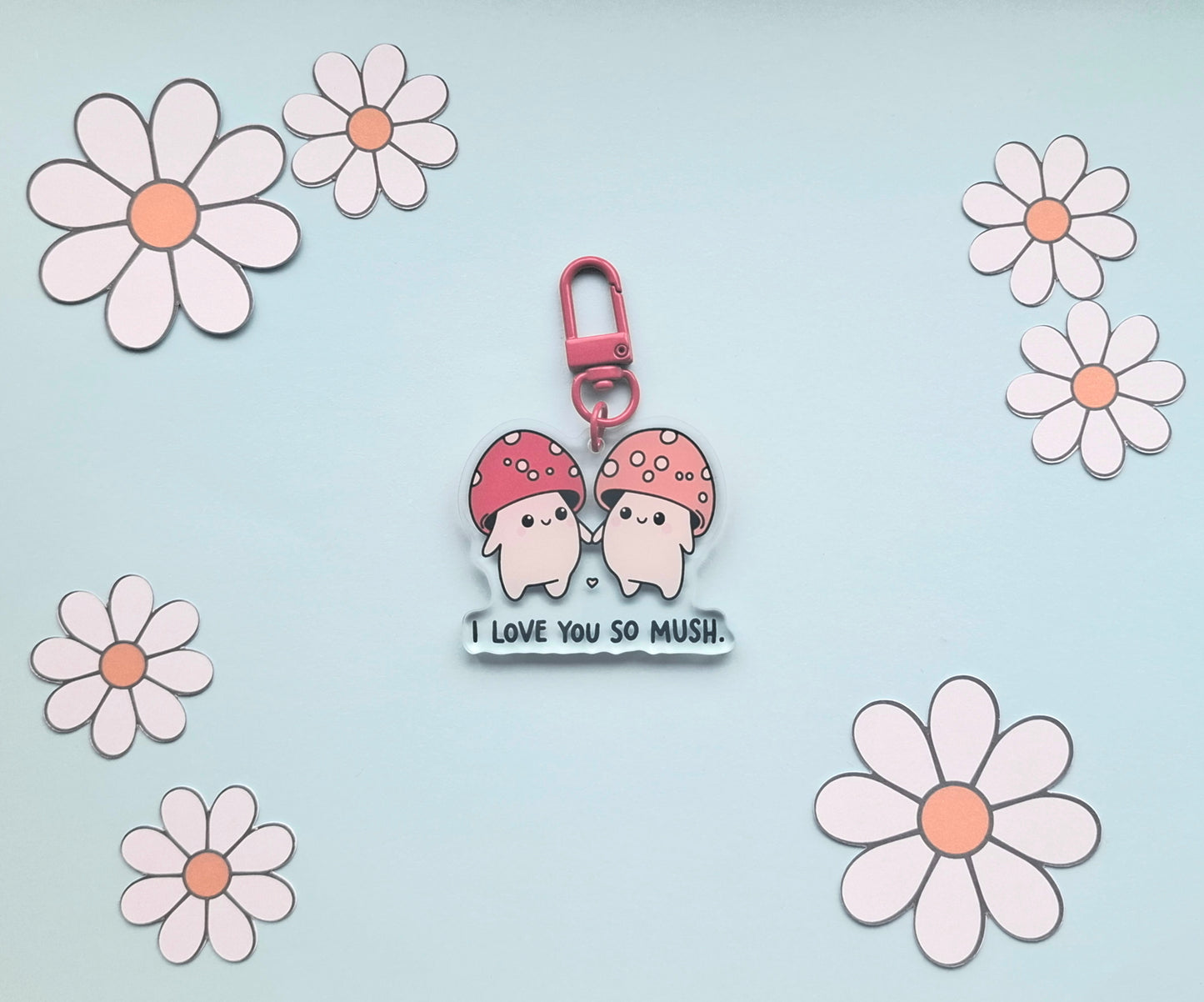 I Love You So Mush Mushroom Acrylic Keyring