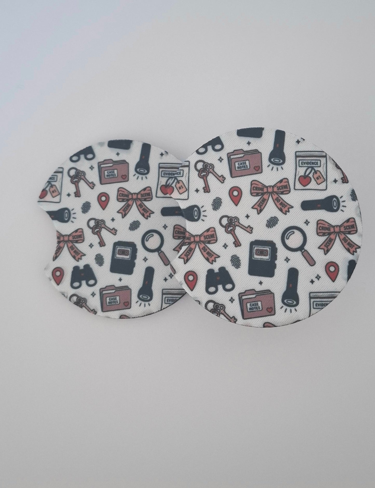 Pink True Crime Car Coasters