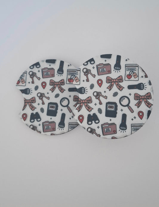 Pink True Crime Car Coasters