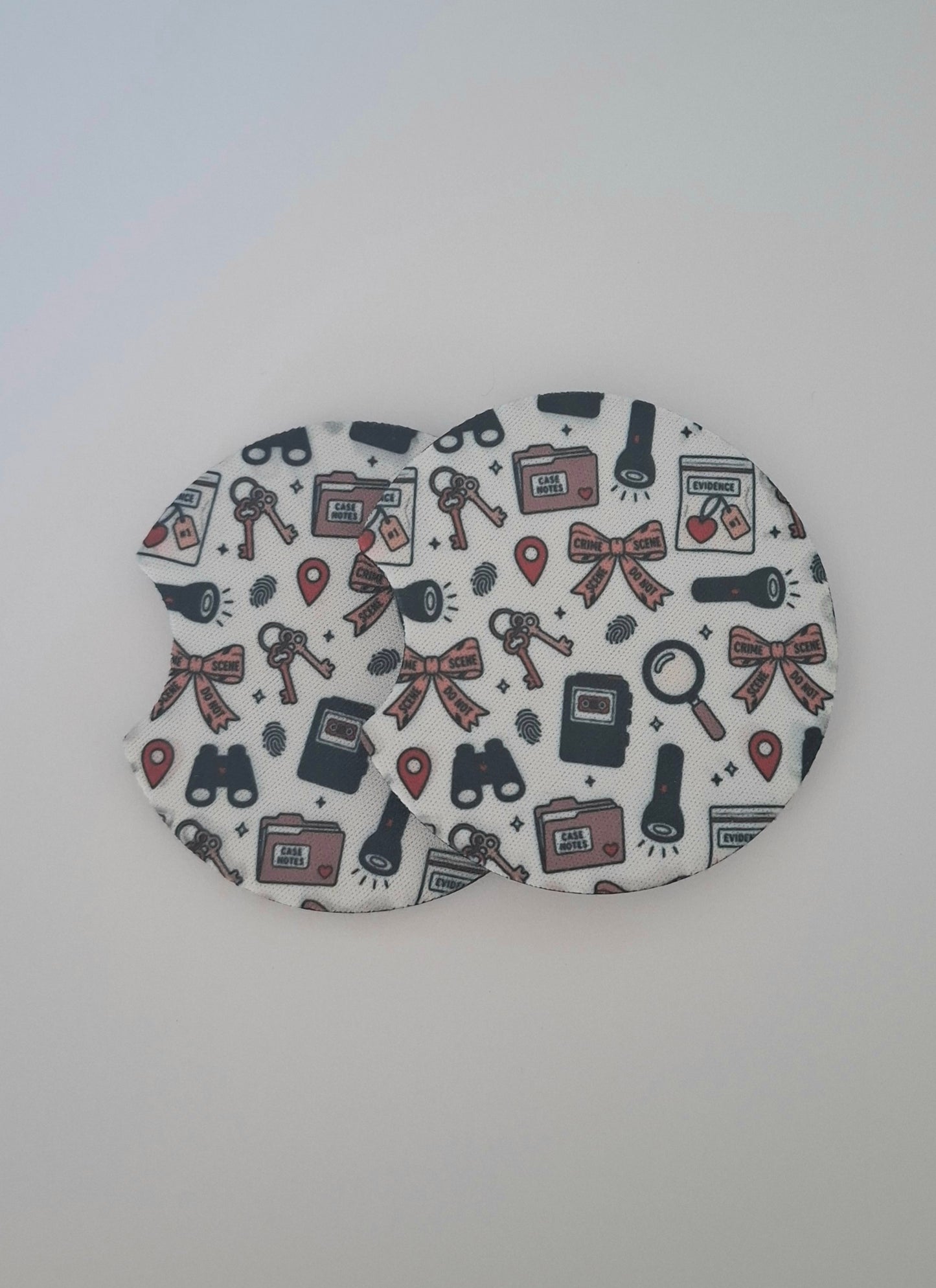 Pink True Crime Car Coasters