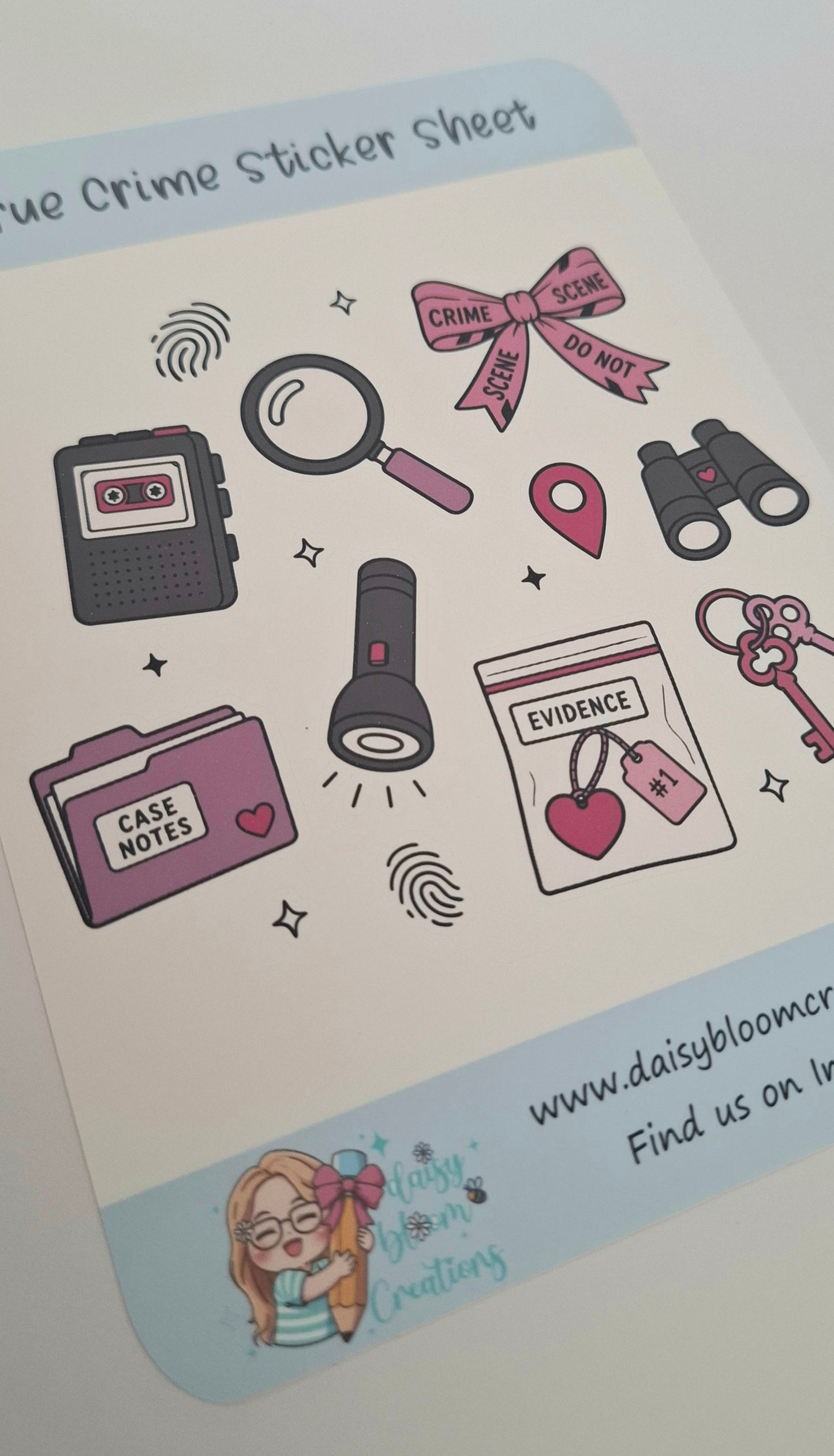Pink True Crime Sticker Sheet