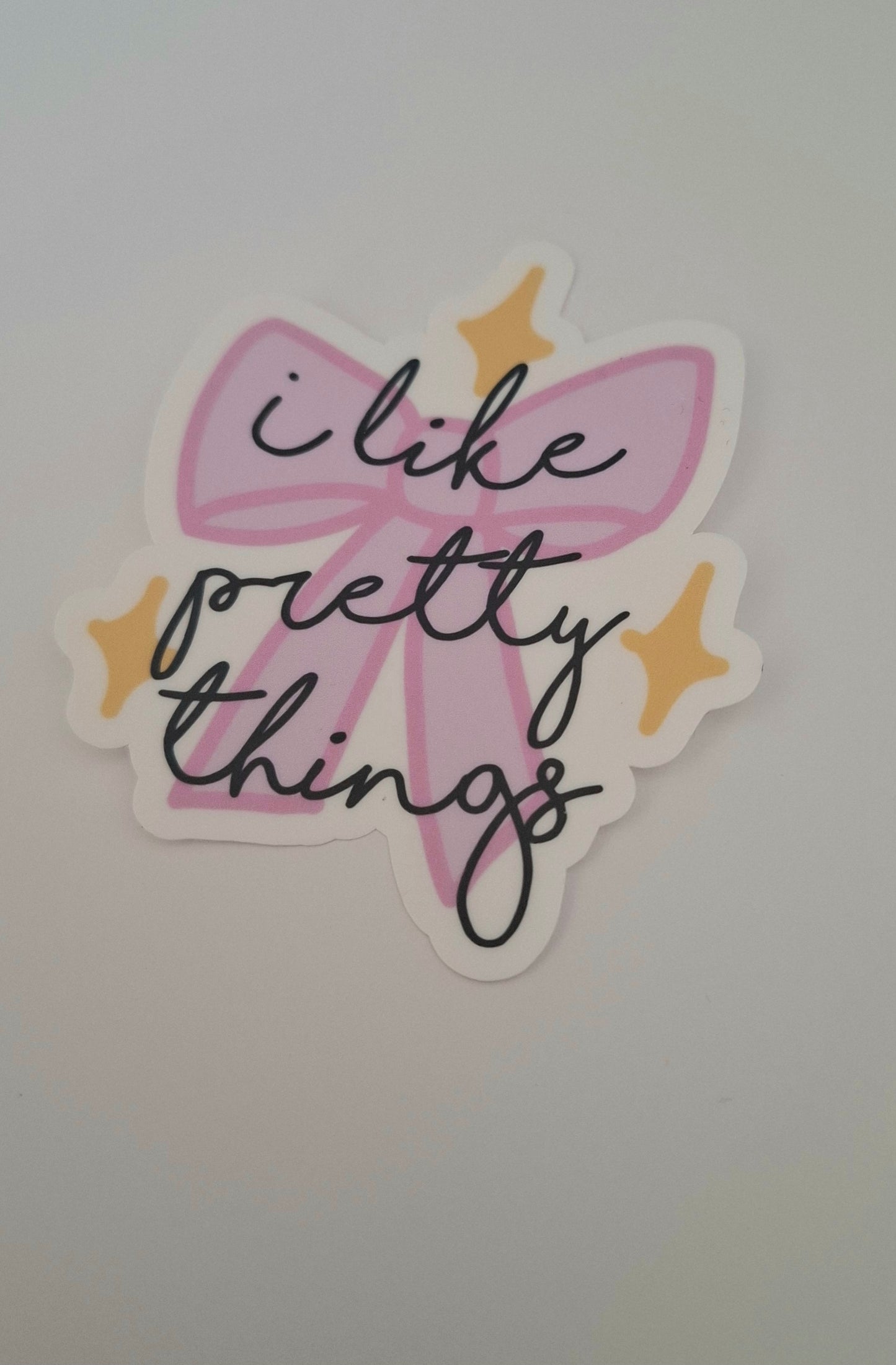I Like Pretty Things Bow Die Cut Sticker