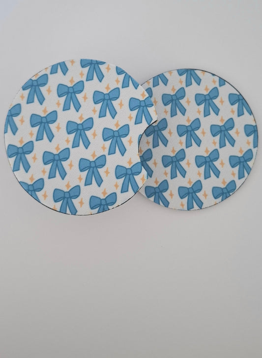 Blue Bows Car Coasters